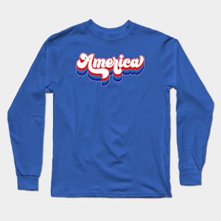 America - Groovy America Red White Blue Long Sleeve T-Shirt